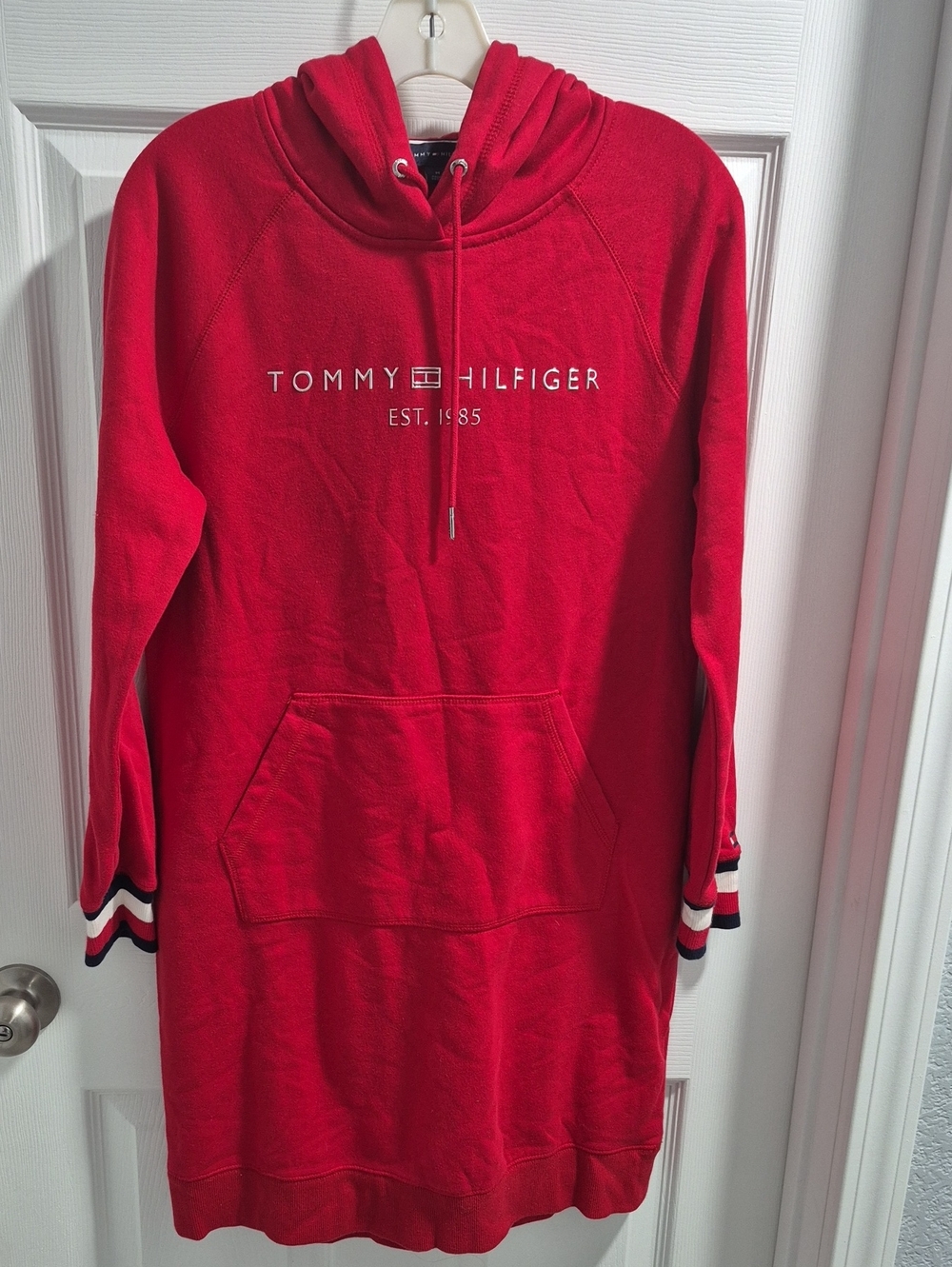 Tommy Hilfiger Red Crewneck Hoodie Dress with Logo